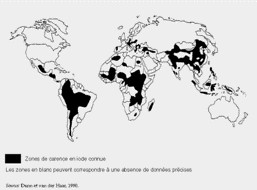 Localisation des zones où les habitants sont carencés en iode